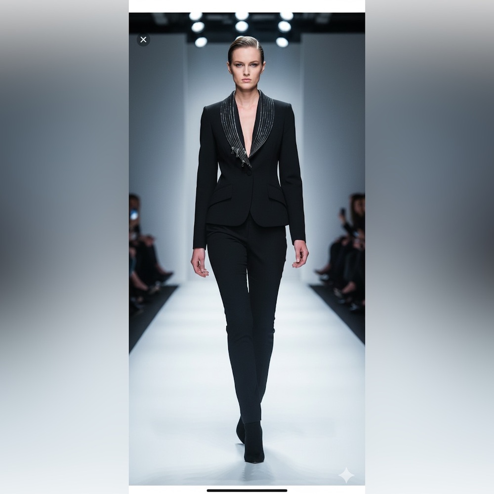 🎀 JOHN RICHMOND women’s black shawl lapel  blazer with zipper details 10 EUC